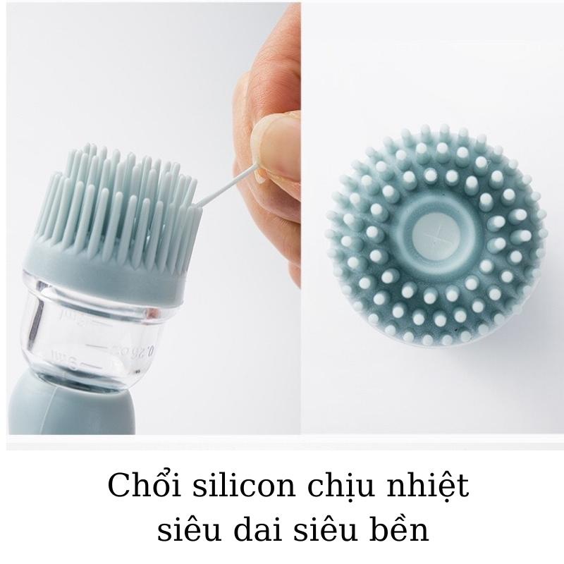 Hũ đựng gia vị thủy tinh lọ gia vị dầu ăn kèm chổi quét silicon