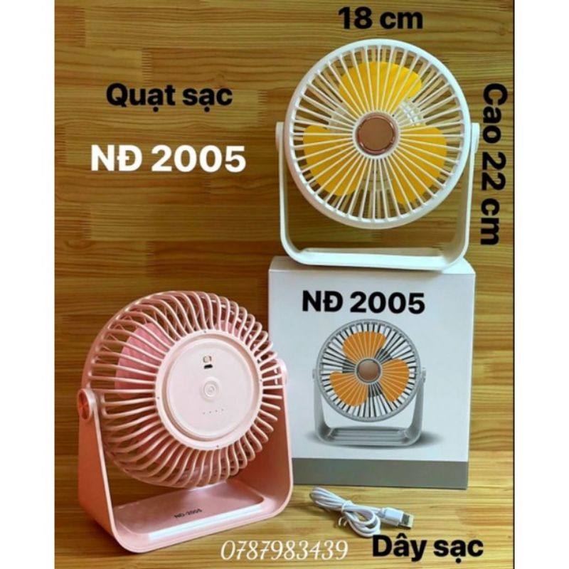 Quạt Sạc Để Bàn Siêu Mát Có Đèn Led NĐ-2005