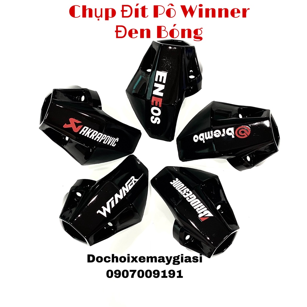 BỘ ỐP PÔ + CHỤP PÔ CHO HONDA WINNER ĐEN BÓNG TEM