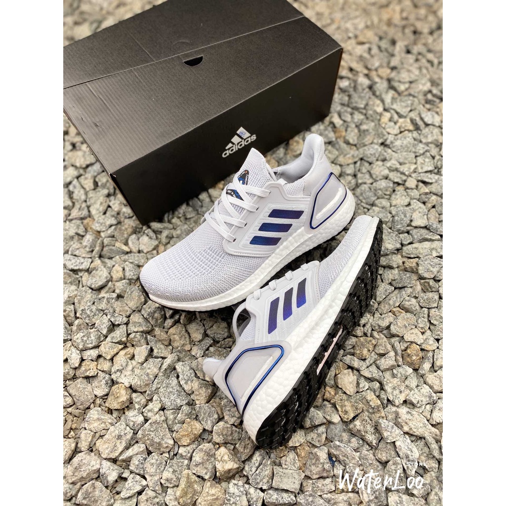 [FREESHIP+HỘP+QUÀ] Giày Thể Thao Sneakers ULTRA BOOST 2020 White Trắng Sọc Xanh Dương Ultra Boost 6.0