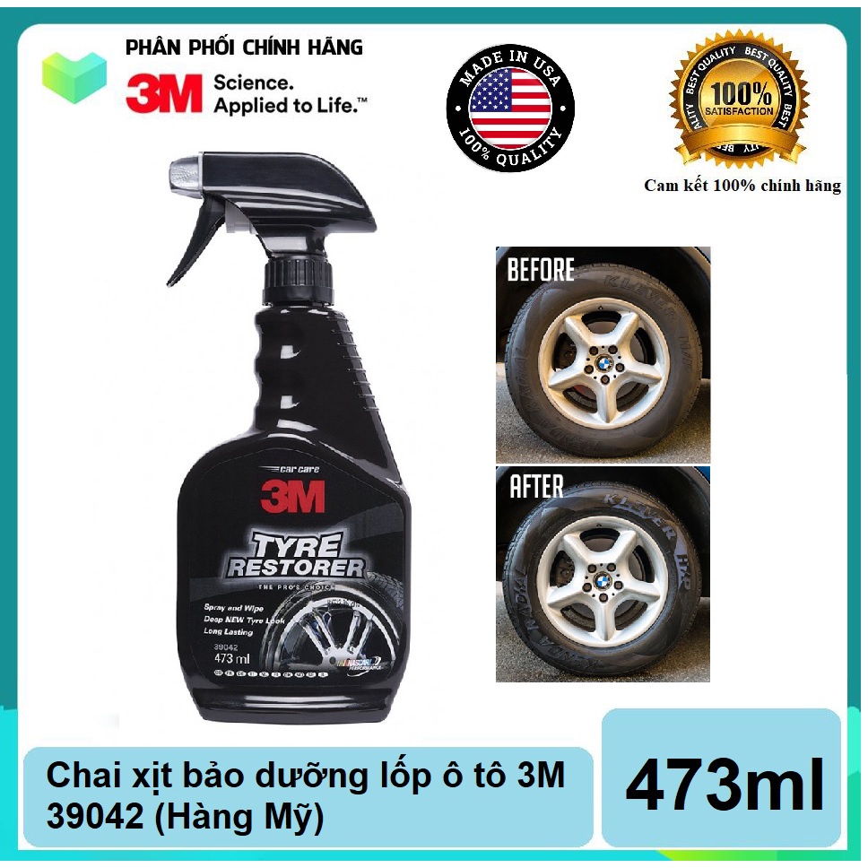 3M Mã 39042_Chai xịt bảo dưỡng lốp ô tô 3M hàng Mỹ ( chăm sóc xe )