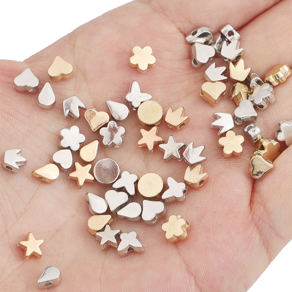 Set 100 hạt xỏ lỗ làm trang sức hình ngôi sao/ trái tim nhiều màu sắc DIY
