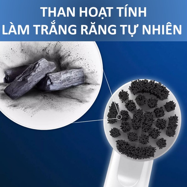 Bàn Chải Đánh Răng Tự Động Oral-B Charcoal Clinical Than Hoạt Tính - Màu Trắng Đen, Bàn chải Pin AA, Hẹn Giờ 2-Phút