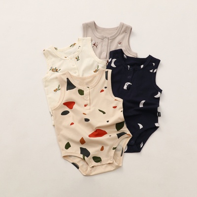 Bộ Áo Liền Quần Sát Nách Bằng Vải Cotton Thời Trang Mùa Hè Cho Bé 0-2 Tuổi