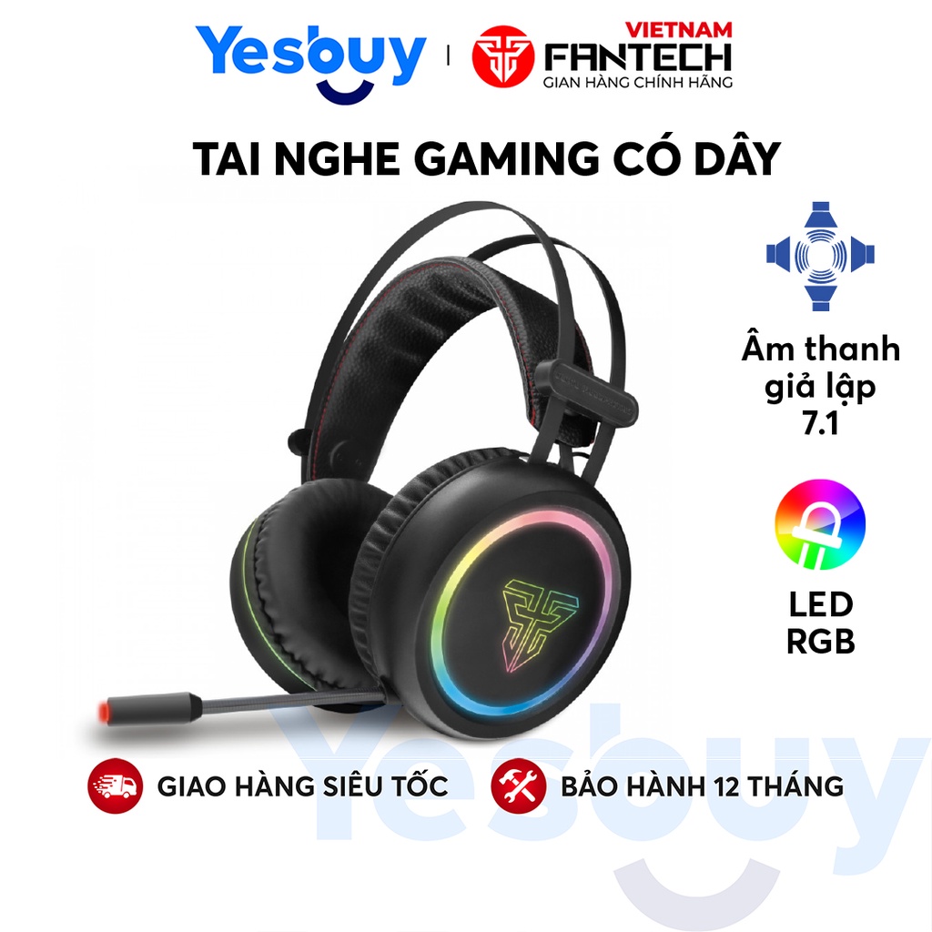 Tai nghe Gaming ECO FANTECH CAPTAIN HG15 Hỗ Trợ Làm Việc và Học Tập Online Âm thanh vòm 7.1 Mic tháo rời