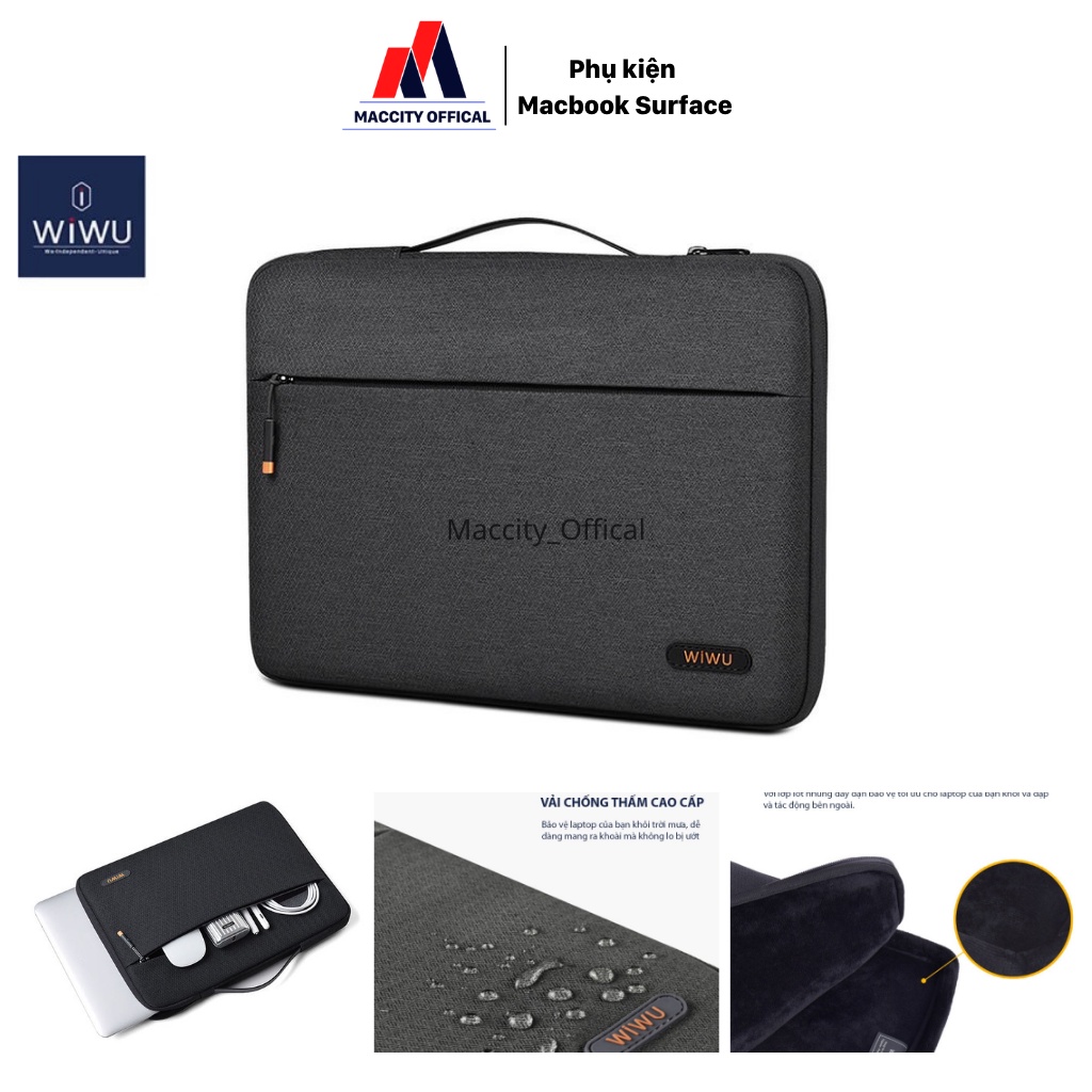 Túi xách chống sốc macbook laptop cao cấp Wiwu Pilot Sleeve chống sốc, chống nước. Túi laptop 13inch,14inch,15inch,16&quot;