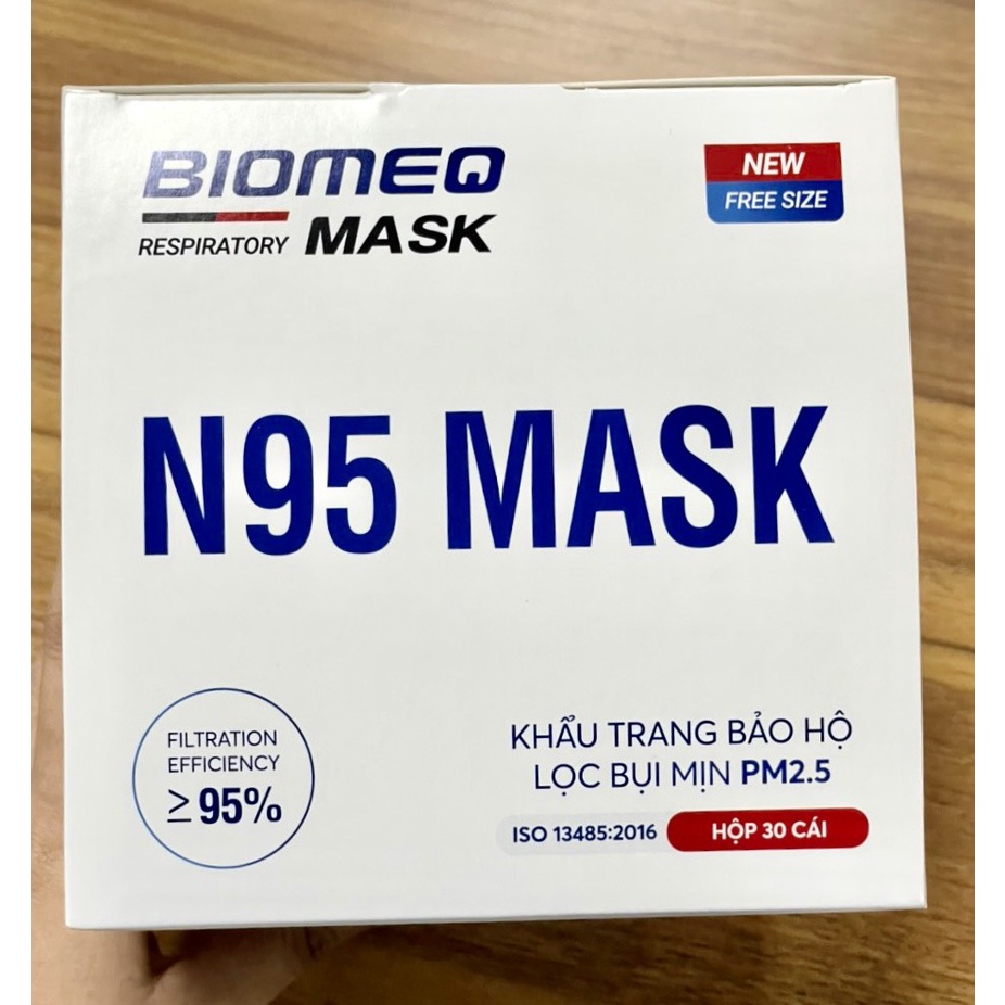 Khẩu trang N95 BIOMEQ 5 LỚP Kháng khuẩn 30 cái /hộp thiết kế 3D lọc bụi mịn PM2.5, Ngăn giọt bắn
