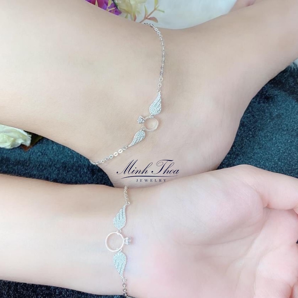 Lắc chân bạc đẹp, lắc chân nữ trang sức bạc cao cấp hình cánh thiên thần đính đá  Minh Thoa JEWELRY | BigBuy360 - bigbuy360.vn