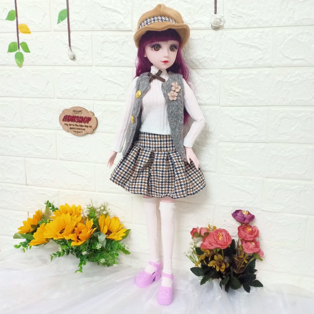 Sét Quần Áo Váy Búp Bê BJD 1/3 60CM Mẫu Thu Đông