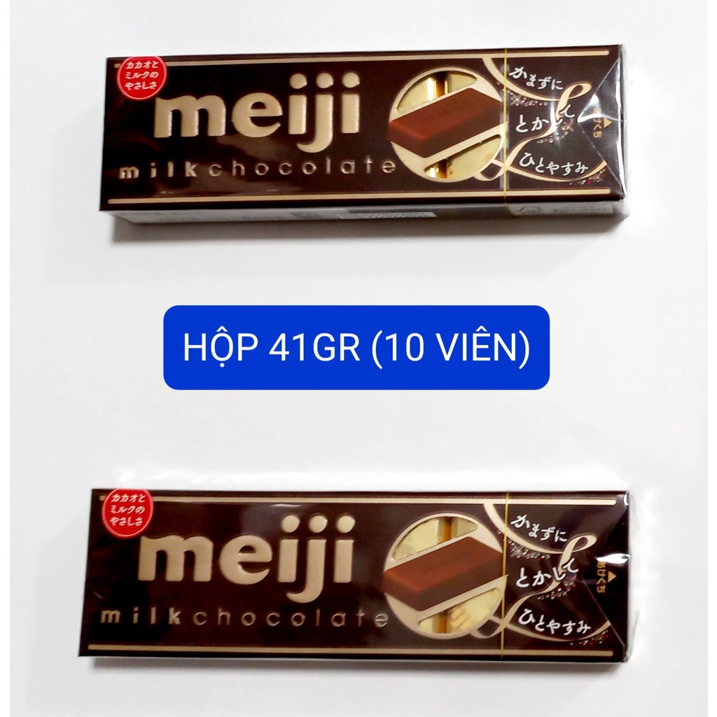 socola meiji 41 gr( vị đen &amp; sữa) hộp 10 viên ( date:30/8/23)