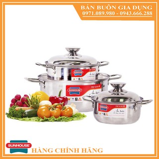 Bộ 3 nồi inox cao cấp sunhouse sh224