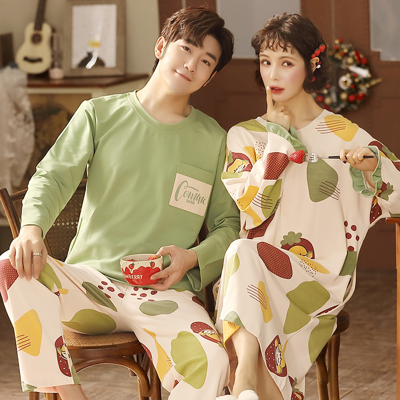 áo nữ đồ bộ pyjama Đồ mặc nhà Pijama Bộ Đồ Ngủ Vải Phi Bóng Phong Cách Hàn Quốc Gợi Cảm Cho Cặp Đôi Đồ ngủ đôi đồ mặc nhà thu đông lụa cặp đôi cao cấp nam