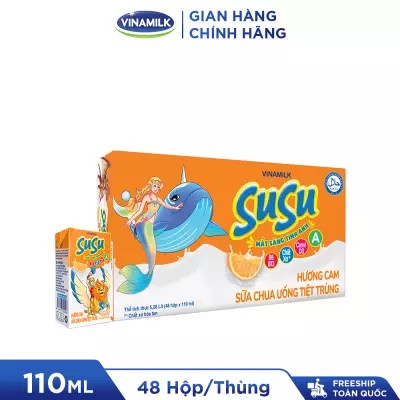 Thùng 48 Hộp Sữa Chua Uống SUSU IQ Vinamilk Hương Cam 110ml