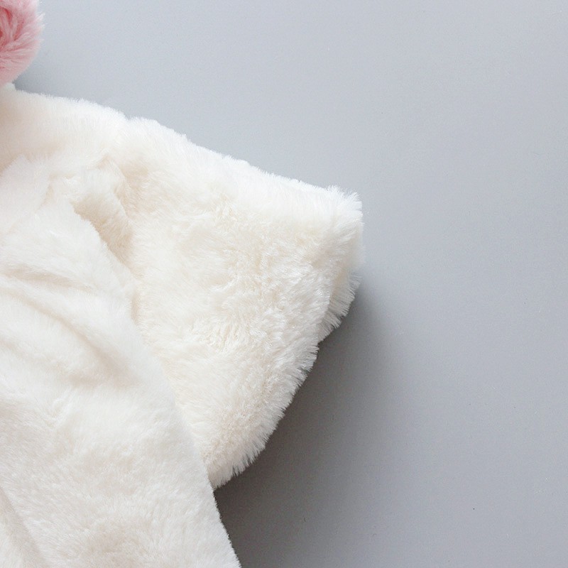 Áo choàng len có mũ trùm đầu đính quả bông thời trang đáng yêu cho bé gái từ 6 tháng đến 2 tuổi