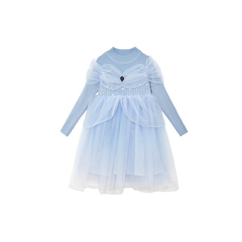 Đầm Dệt Kim Phối Lưới Phong Cách Phương Tây Thời Trang Xuân Thu Chất Lượng Cao Cho Bé Gái 2021