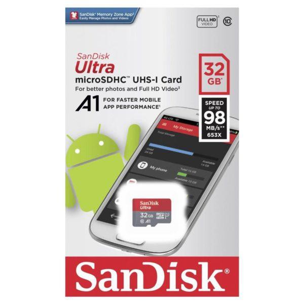 Thẻ nhớ MicroSDHC SanDisk Ultra A1 32GB Class 10 U1 98MB/s box Anh - Model 2019