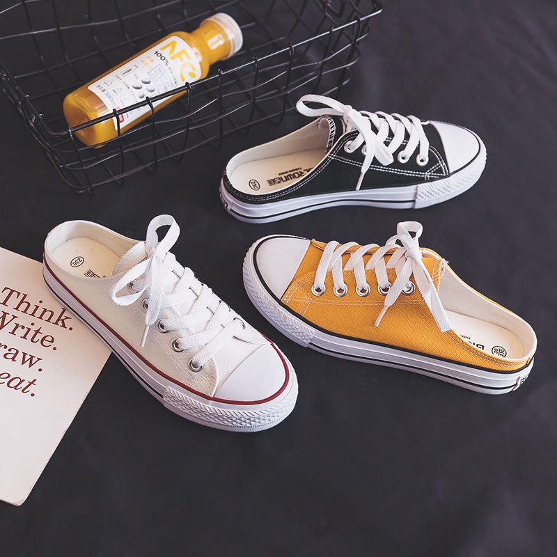 Giày Lười Vải Canvas Đế Bằng Phong Cách Hàn Quốc 2022 Thời Trang Cho Nữ