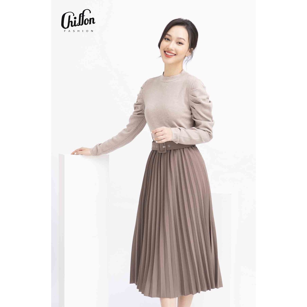 Áo len dài tay vai bồng, Áo len công sở thiết kế Chiffon | BigBuy360 - bigbuy360.vn