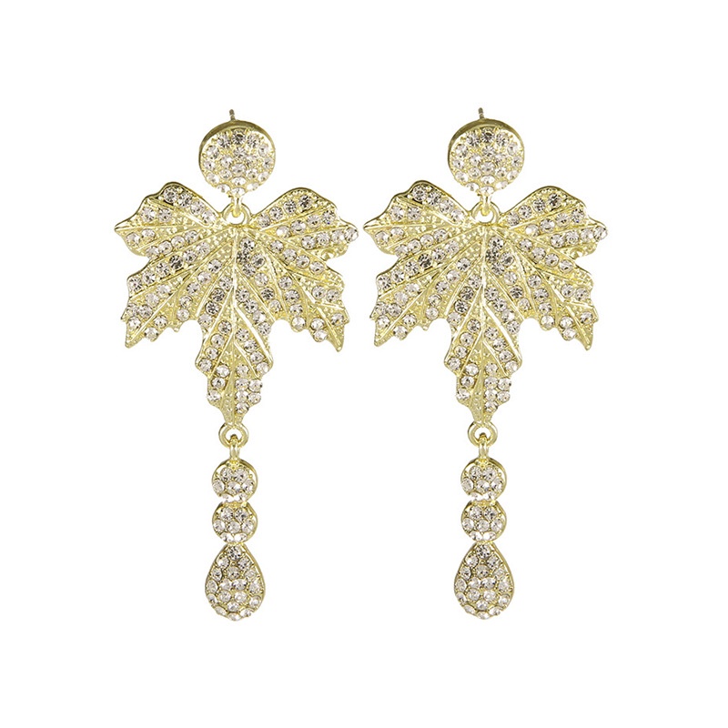 Đôi Bông Tai Hình Chiếc Lá Đính Đá Thời Trang Cho Nữ