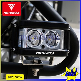 Đèn trợ sáng 2 bóng kết hợp đèn chớp cảnh báo Motowolf chính hãng