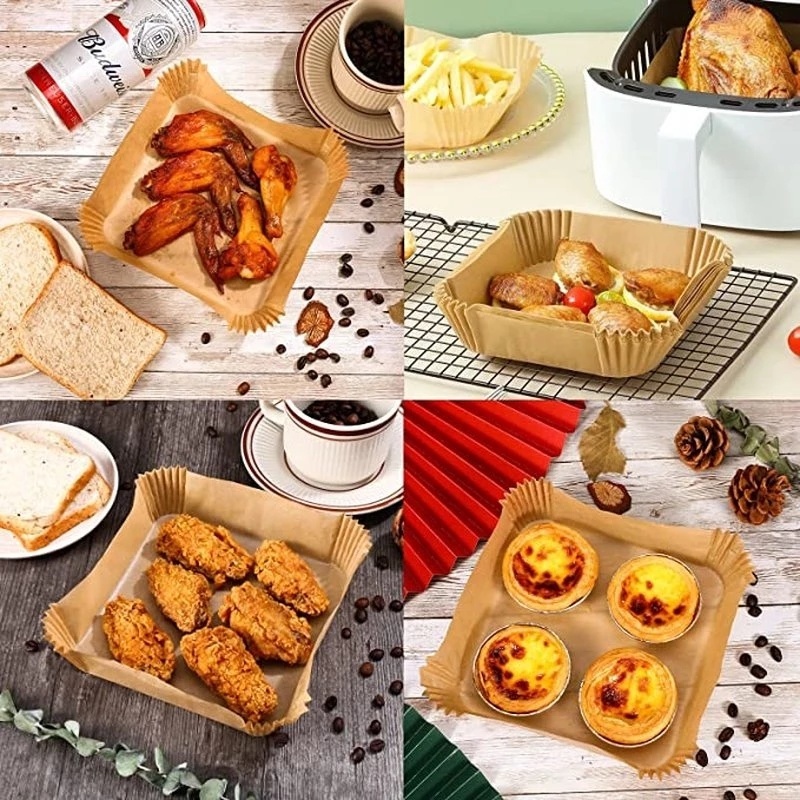 Set 50/100 Giấy Lót Nồi Nướng BBQ Hình Vuông Dùng Một Lần