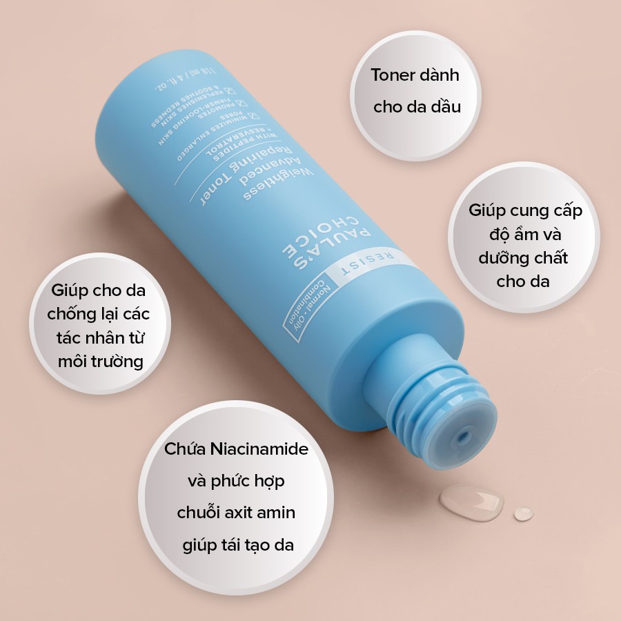 [PAULA'S CHOICE] Toner siêu nhẹ cho làn da dầu và lão hóa Resist Weightless Advanced Repairing Toner (Mã 7780)