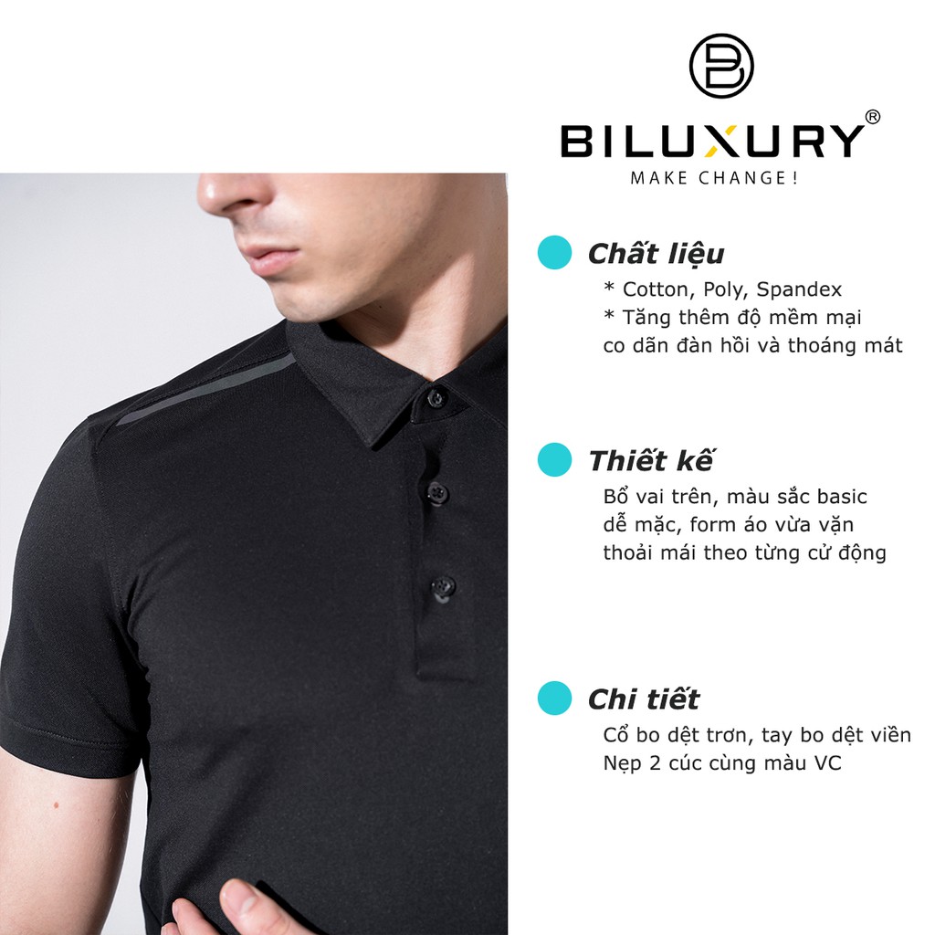 Áo polo nam Biluxury thun có cổ coolmax thấm hút slimfit chuẩn form lịch lãm 5APCT006DEN | BigBuy360 - bigbuy360.vn