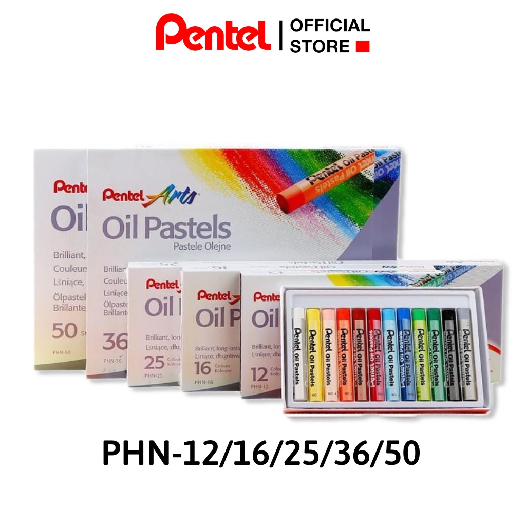 Sáp Màu Dầu Nhật Bản Pentel Oil Pastel PHN Bộ 12/16/25/36/50 Màu | Màu Sắc Tươi Sáng | An Toàn Không Độc Hại | Phấn Dầu|