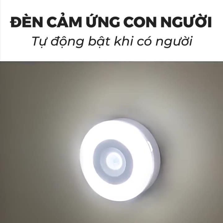 Combo 2 Đèn cảm biến, Đèn Led tròn cảm ứng chuyển động thông minh có sạc USB dán tường, tủ quần áo, cầu thang | BigBuy360 - bigbuy360.vn