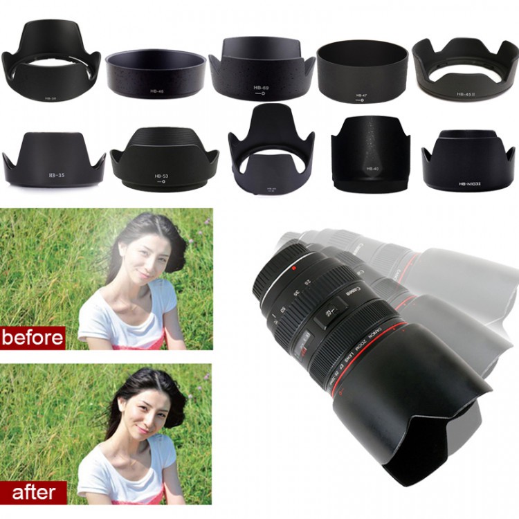 Len Hood Nhựa ABS Che Nắng Bảo Vệ Ống Kính Máy Ảnh Nikon HB-69 dành cho ống kính Nikon 18-55 VR II (đời 2)