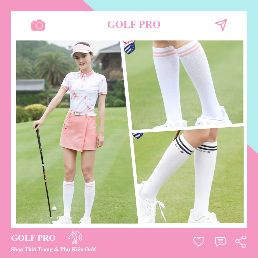 Tất chơi golf nữ thể thao thiết kết thoáng khí êm chân khử mùi ZG - 6 cao cấp TG017