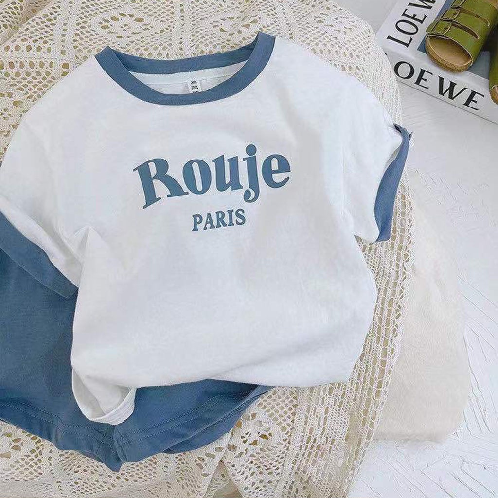 Bộ Cộc Tay In Chữ Rouje Paris, Quần Áo Cho Bé Trai Siêu Hot Cho Bé Từ 7-28kg - LILA KIDS