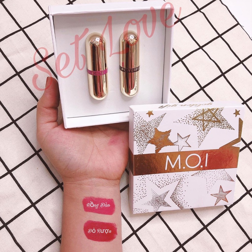 Son Thỏi Mini - Set 2 Thỏi Son Love M.O.I Hồ Ngọc Hà - Golden Gift | BigBuy360 - bigbuy360.vn