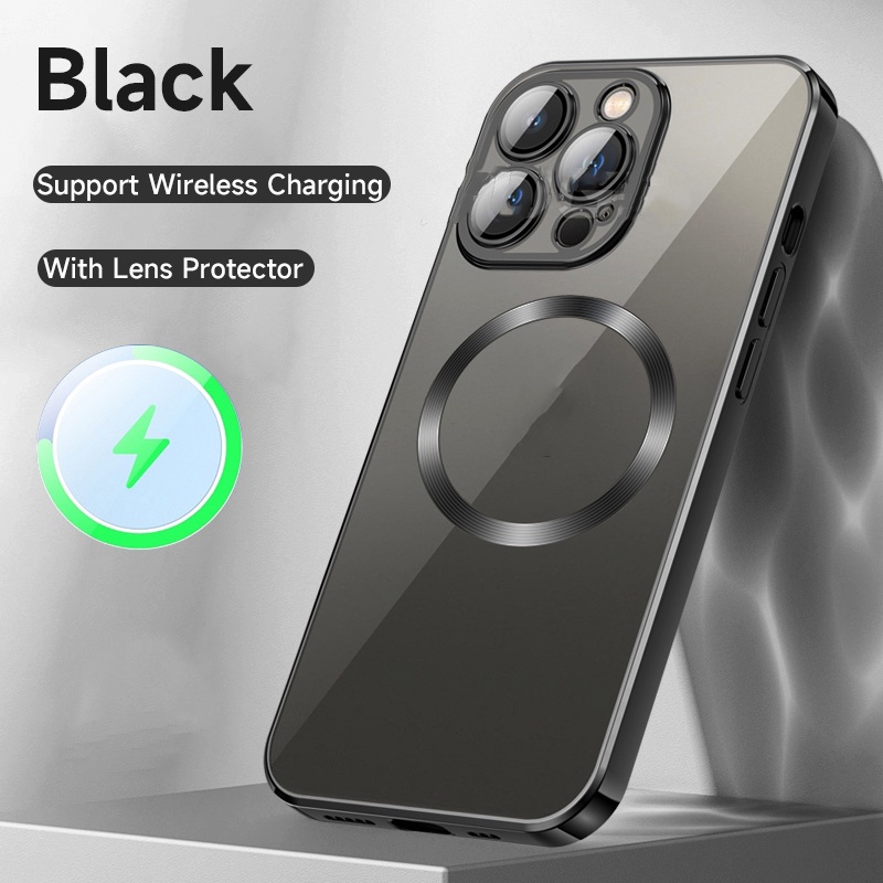 Ốp Điện Thoại Silicon Trong Suốt Mạ Từ Tính Sang Trọng Cho IPhone 14 Plus 13 12 11 Pro MAX X XS MAX XR