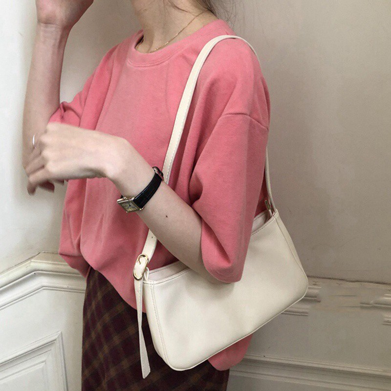 Túi Xách Da Pu Màu Trơn Phong Cách Vintage Hàn Quốc | BigBuy360 - bigbuy360.vn
