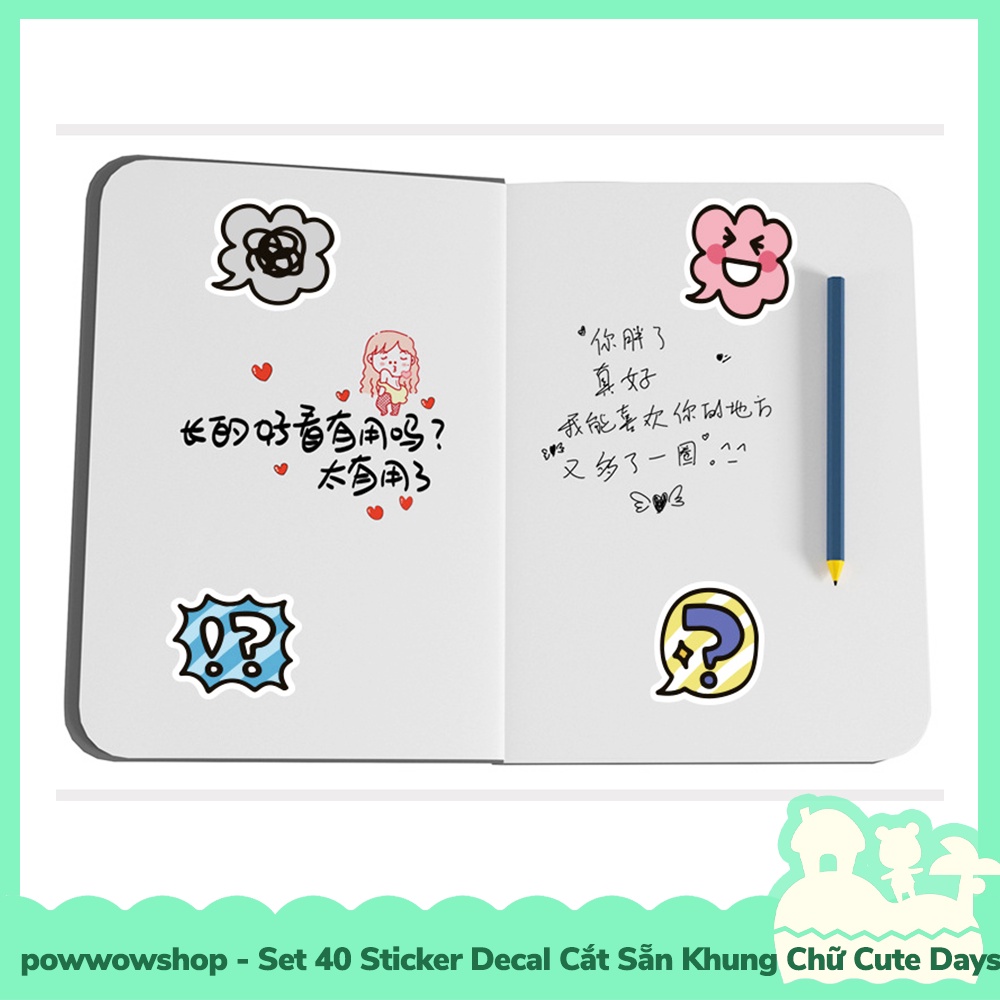 [Sẵn VN - Hỏa Tốc] Set 40 Sticker Mini Decal Dán Trang Trí Vật Dụng Mẫu Chữ Typography Cute Days Lovely Dễ Thương