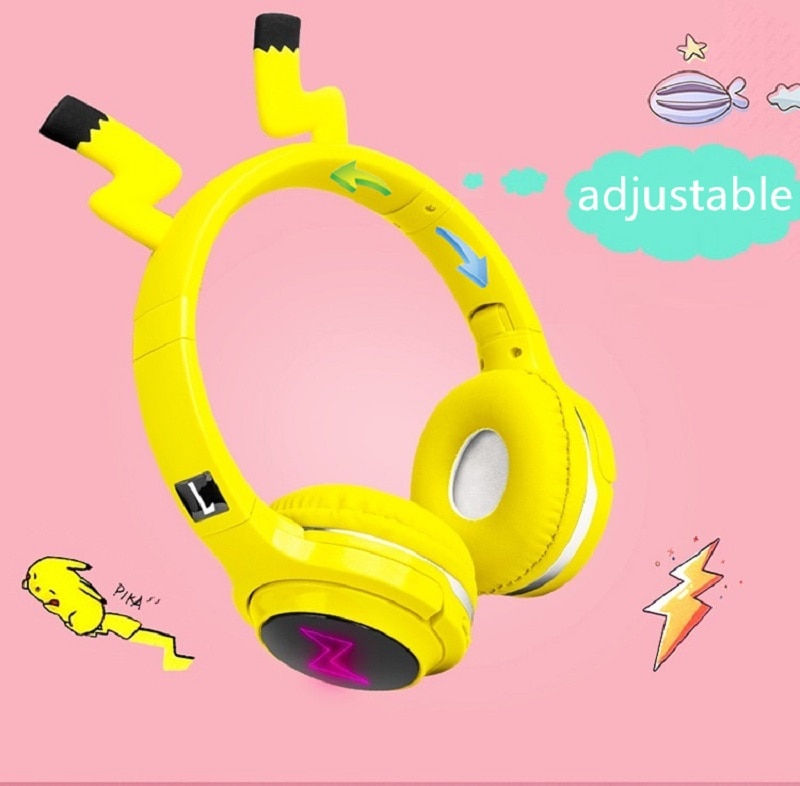 Tai nghe Bluetooth không dây hình Pikachu dễ thương kèm Mic cho bé gái