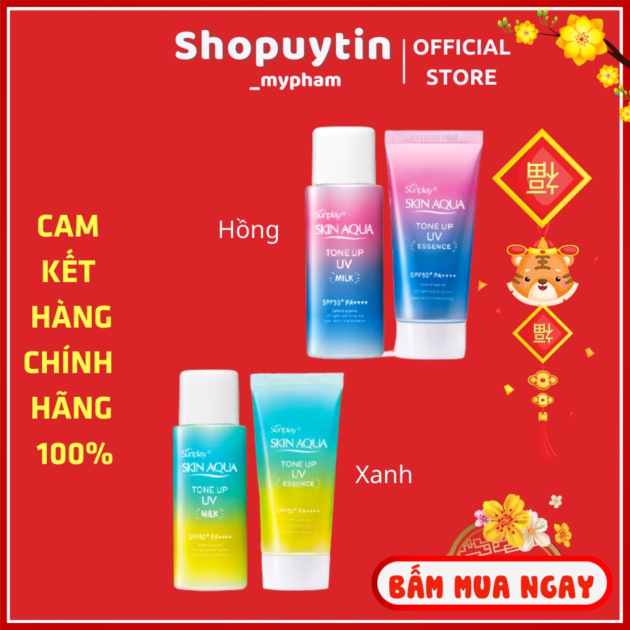 Kem chống nắng kiềm dầu nâng tông Sunplay Skin Aqua Tone Up UV Milk 50g