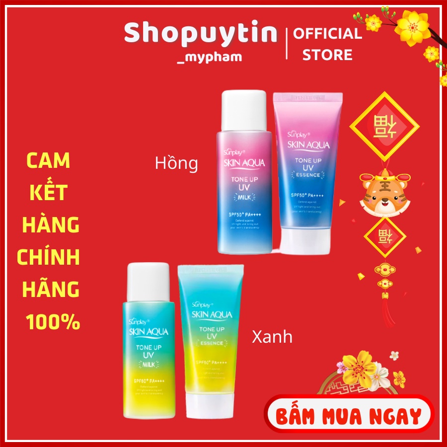 Kem chống nắng kiềm dầu nâng tông Sunplay Skin Aqua Tone Up UV Milk 50g [Mới 2021]