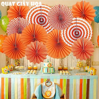 Bộ 6 cái quạt giấy hình hoa trang trí sinh nhật tiệc cưới