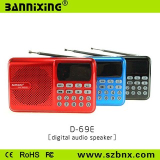 (Sỉ/lẻ) (Đen/Đỏ/Xanh) Bannixing D-69E - Radio, đài FM, Máy Nghe Nhạc Đa Năng, Thẻ Nhớ, USB