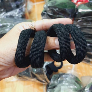 Túi 10 thun cột tóc trơn màu đen (bản 1.5cm)
