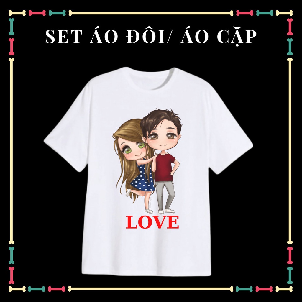 Áo cặp Nam nữ, áo tình yêu đủ size áo, ngắn tay, cổ tròn, phông rộng thoải mái.