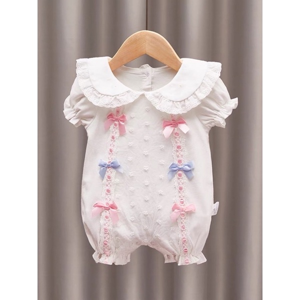 Set Body Phối Nơ Ren Cho Bé Gái Size 03-6M , Bodysuit bé gái-Chất liệu mềm mát và an toàn