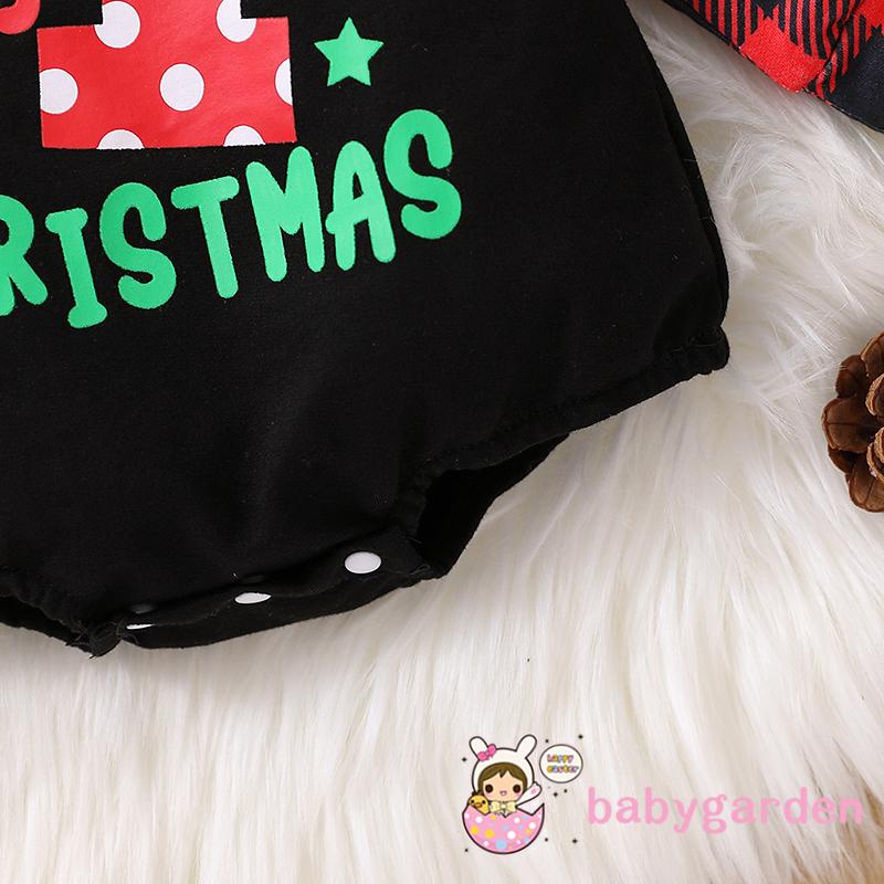 Bộ Áo Liền Quần Tay Dài Cổ Tròn In Họa Tiết Giáng Sinh Kèm Nón Cho Bé