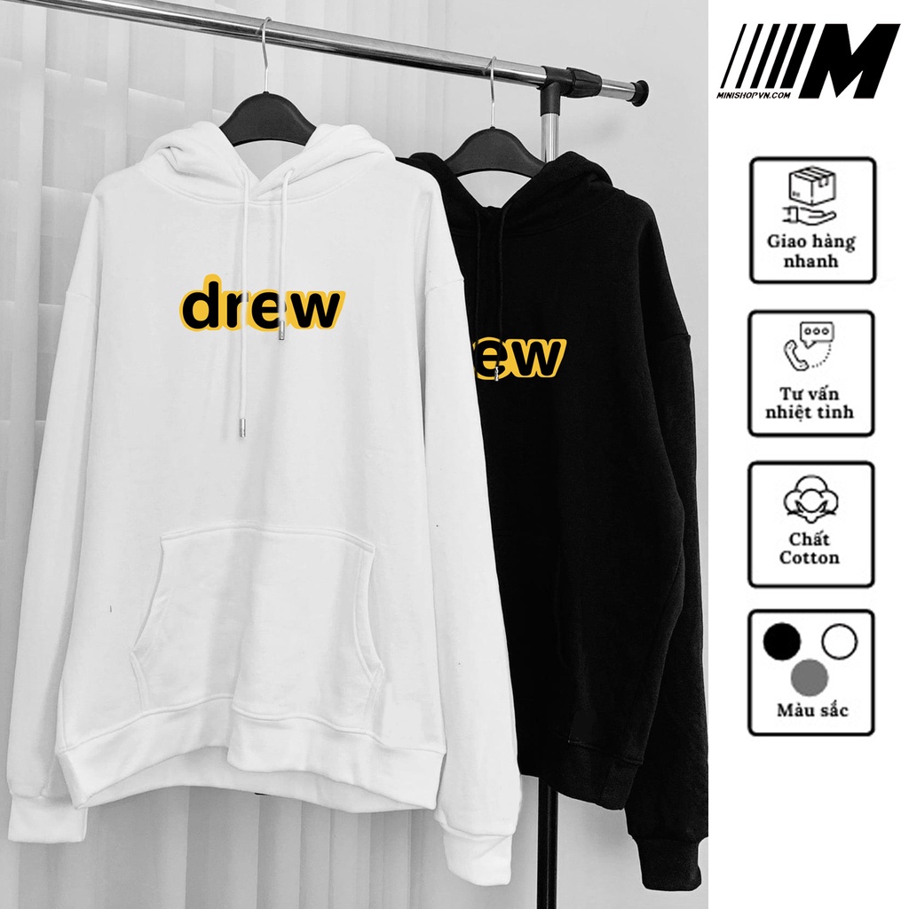 Áo Nỉ Hoodie Drew Nam Nữ Unisex Chất Vải Nỉ Dày Ấm Mềm Mịn Dáng Rộng Phong Cách ulzzang