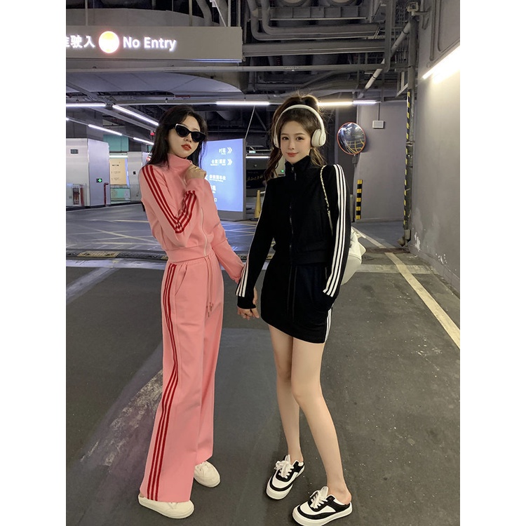 Set đồ COZOKC gồm áo len tay dài và chân váy ngắn/ quần dài thời trang thể thao cho nữ