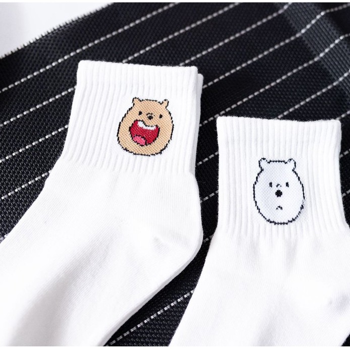 Vớ Cao Cổ Hình Mặt Gấu Cotton Tất Cổ Cao In Họa Tiết Hoạt Hình Phong Cách Hàn Nhật Ulzzang Dễ Thương Cho Nữ