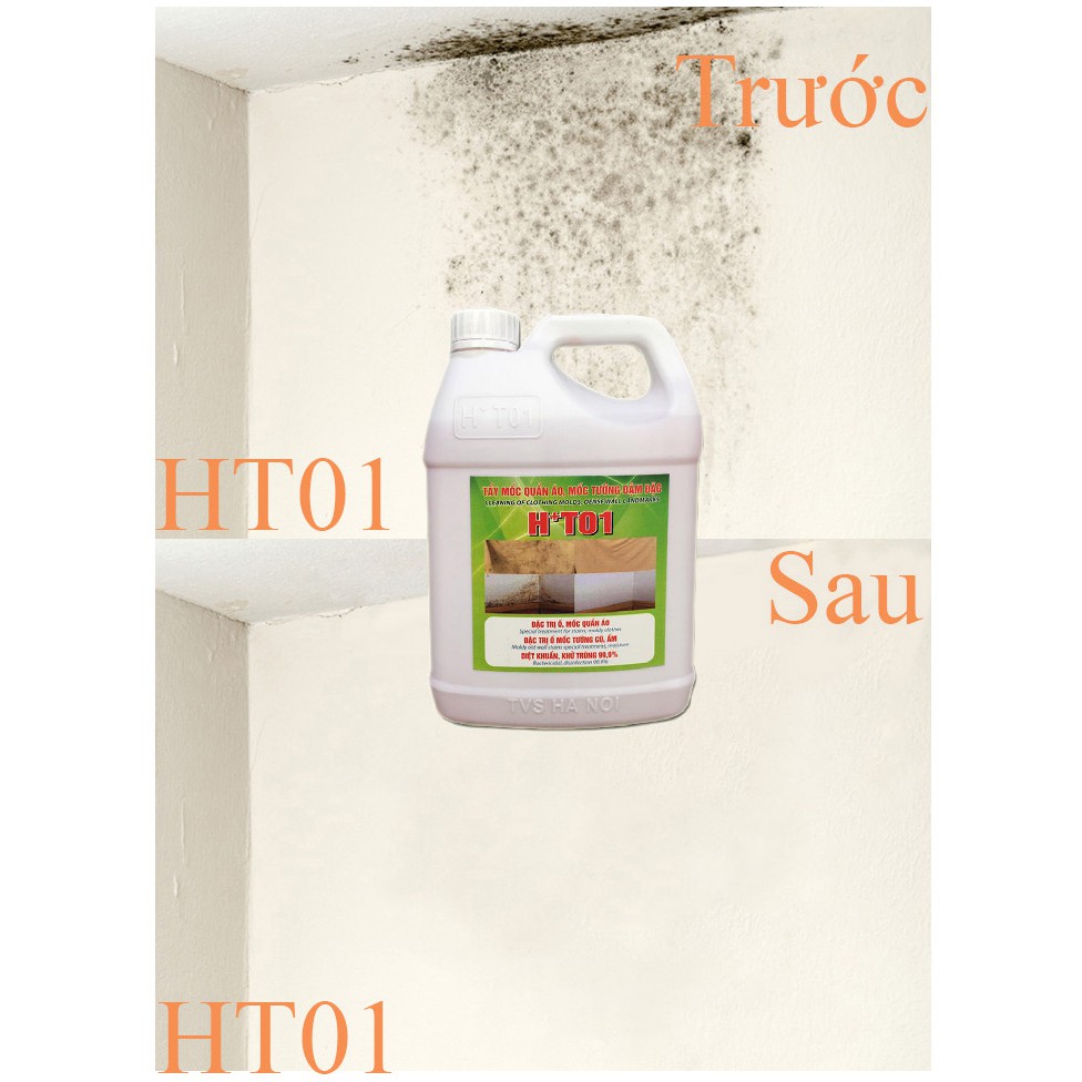 Tẩy mốc tường, tẩy mốc quần áo SIÊU ĐẬM ĐẶC HT01 (5 lít) khử trùng,diệt khuẩn 99,99% cho nhà nghỉ,khách sạn, giặt là!