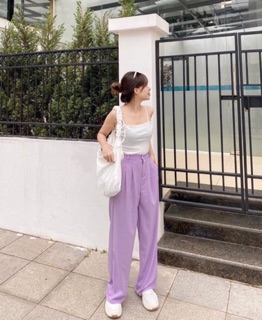 QUẦN TÍM ỐNG RỘNG LƯNG CAO